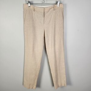 Ann Taylor Beige Linen Blend Mid Rise Straight Leg Pants Trousers Size‎ 6 #697